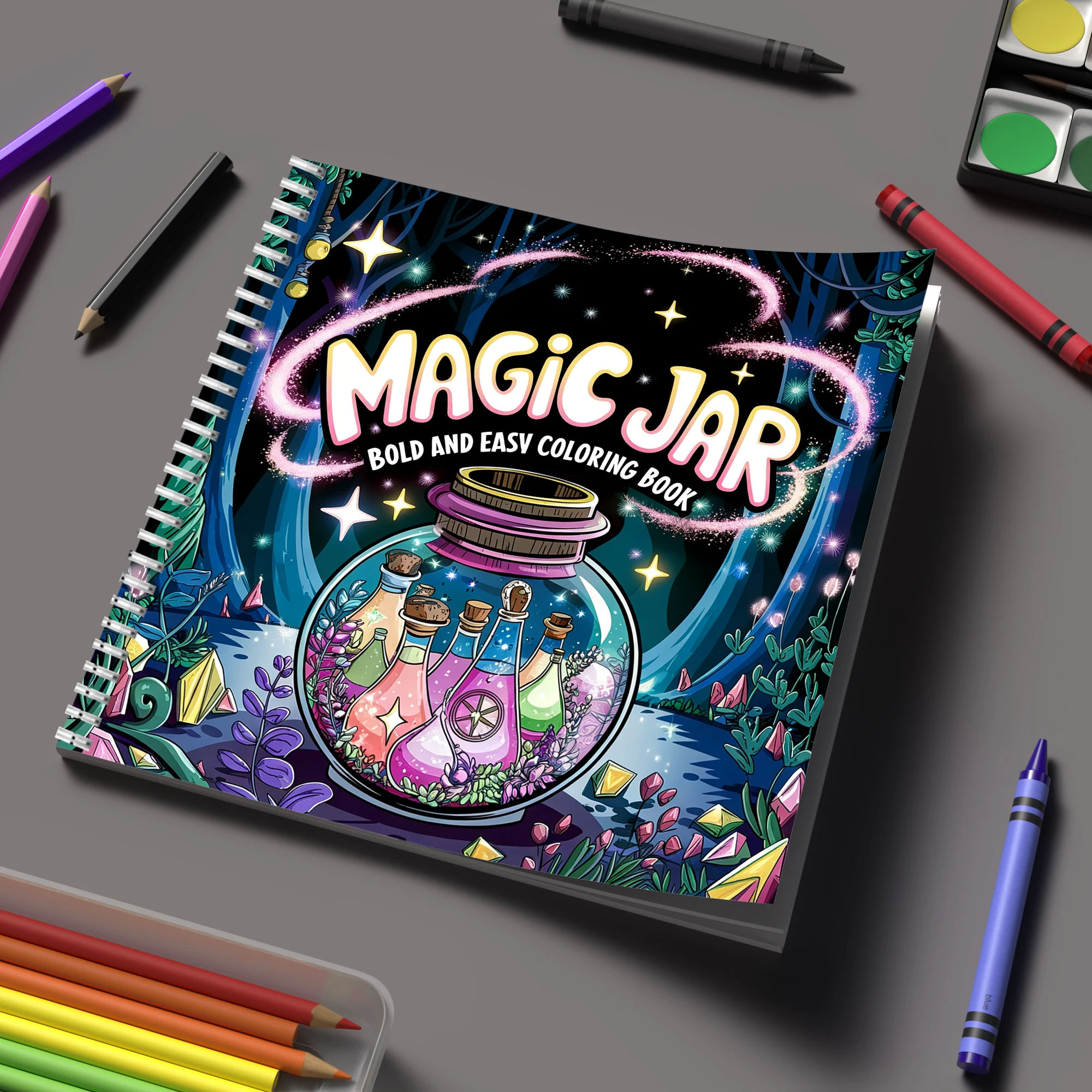 Adult Coloring Book Stress Relief - Yetişkinler için Boyama Kitabı Sihirli Kavanoz,