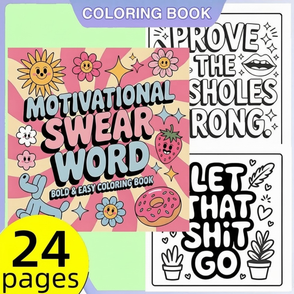 Adult Coloring Book Stress Relief - Motivasyonel Yemin Sözlü Renkli Kitap Kalın