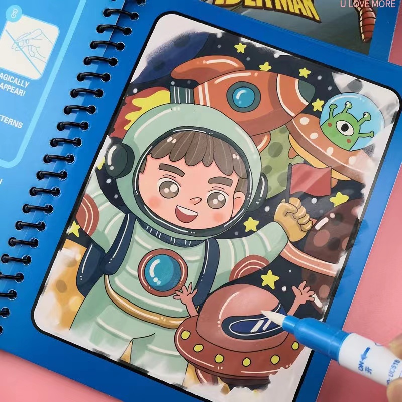 Reusable Water Magic Coloring Book - 1 adet büyülü kitap su çizim
