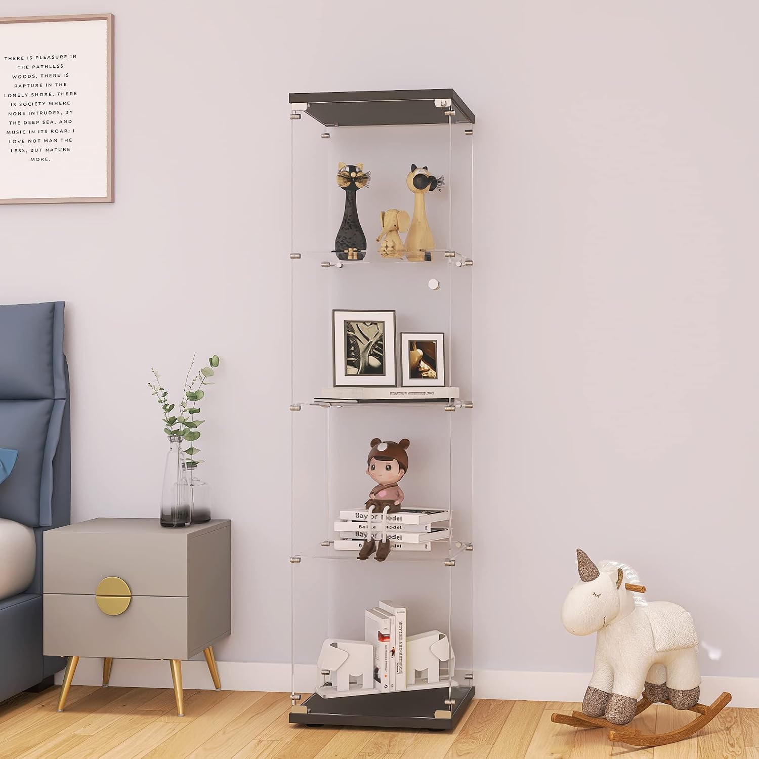 Books - Kilitli Cam Vitrin Dolabı 4 Katlı