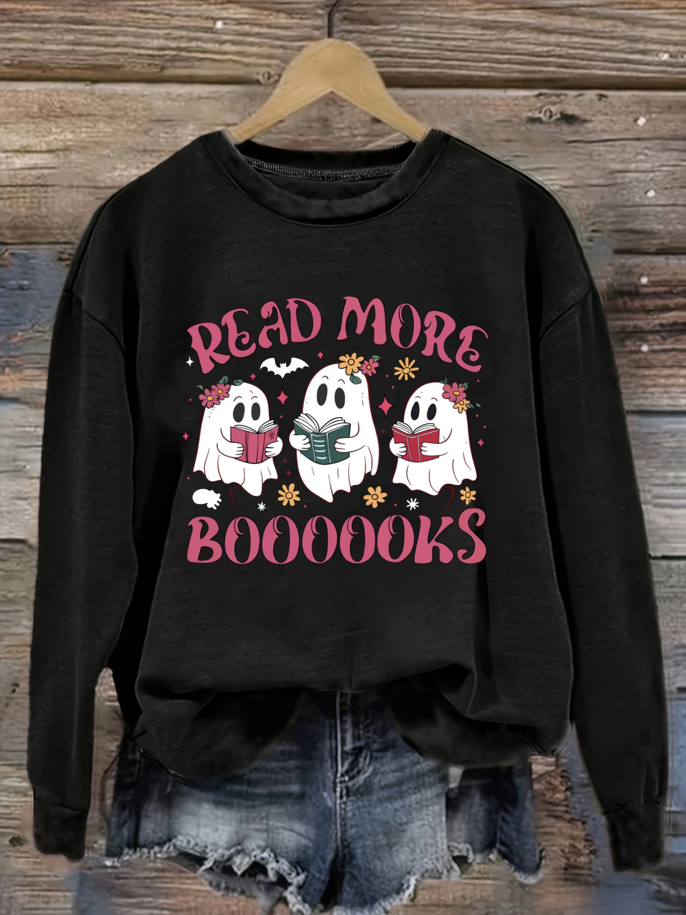 Books - Kadın Günlük Uzun Kollu Bisiklet Yaka