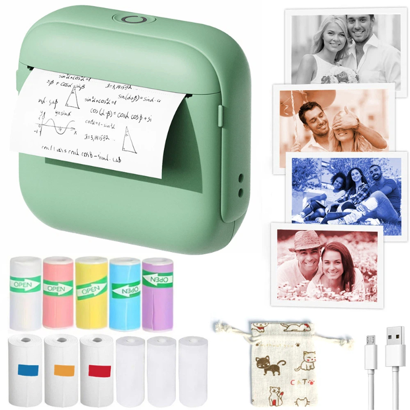 Mini Pocket Thermal Printer Paper Roll - Mini Cep Bluetooth Mürekkepsiz Termal Yazıcı
